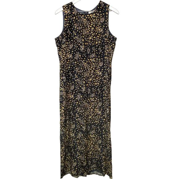 Y2K 100% Silk Patterned Maxi Dress - Women's Size 12 - Picture 1 of 4